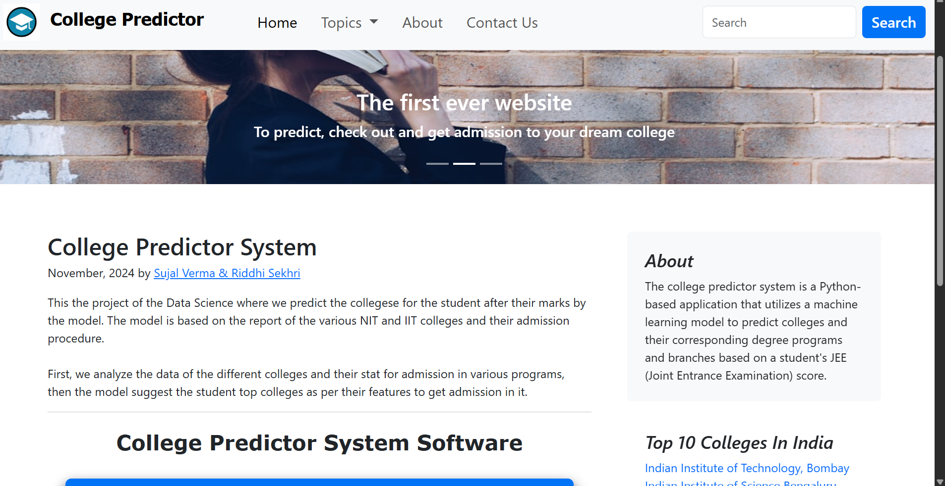 College Predictor System